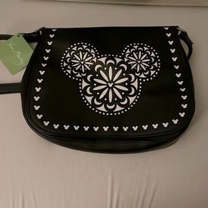 VERA BRADLEY Disney Mickey Mouse Icon Laser Cut Crossbody Bag Black/White